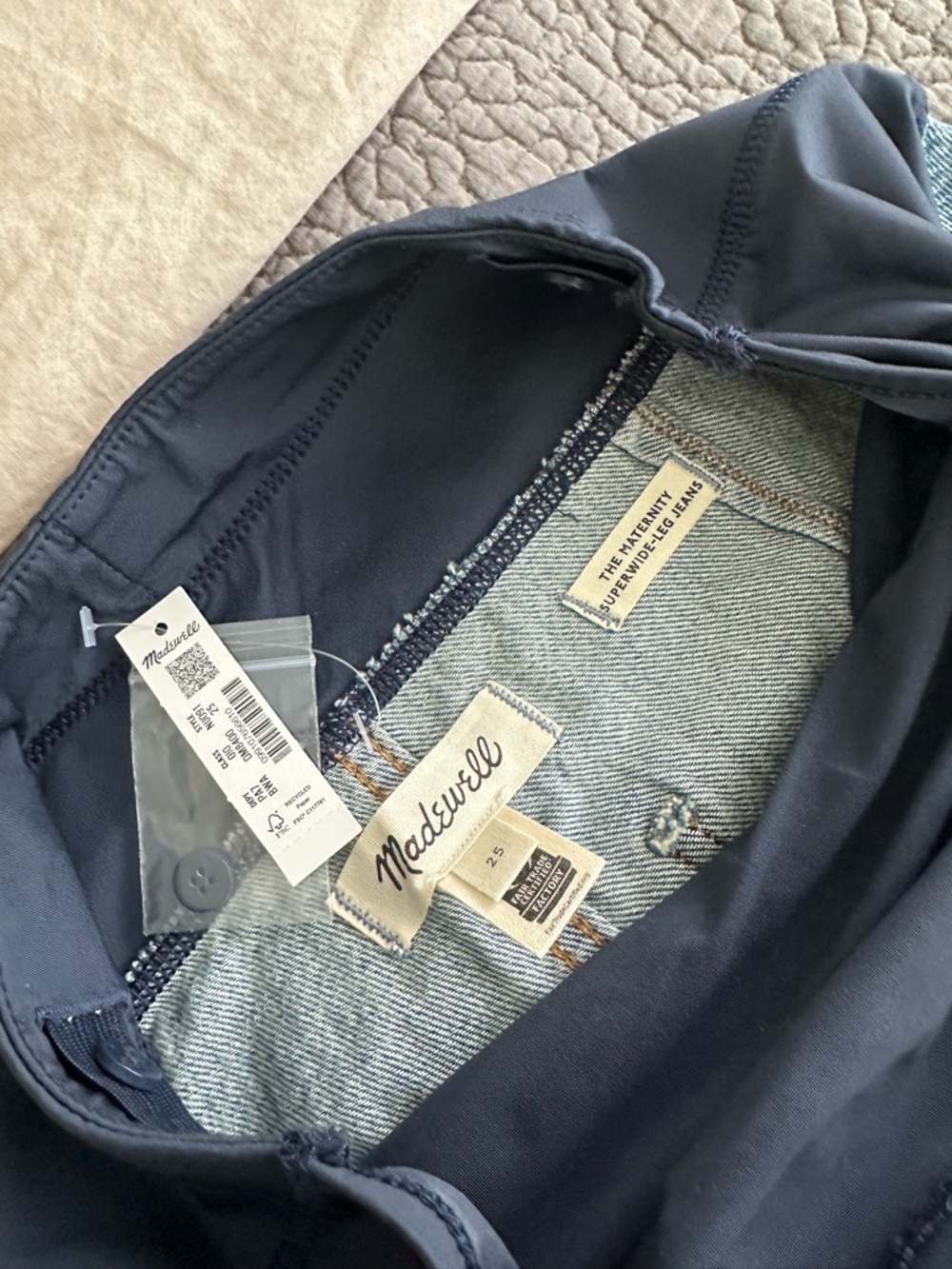 NWT Madewell Maternity Light Blue Over-Belly Super SOFT Wide-Leg Jeans - Picture 3 of 7